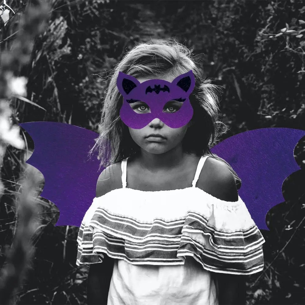 Conjunto de máscara de asa de morcego não tecido, adereços de roupas, fantasia cosplay infantil, design de desenho animado, fantasias masculinas