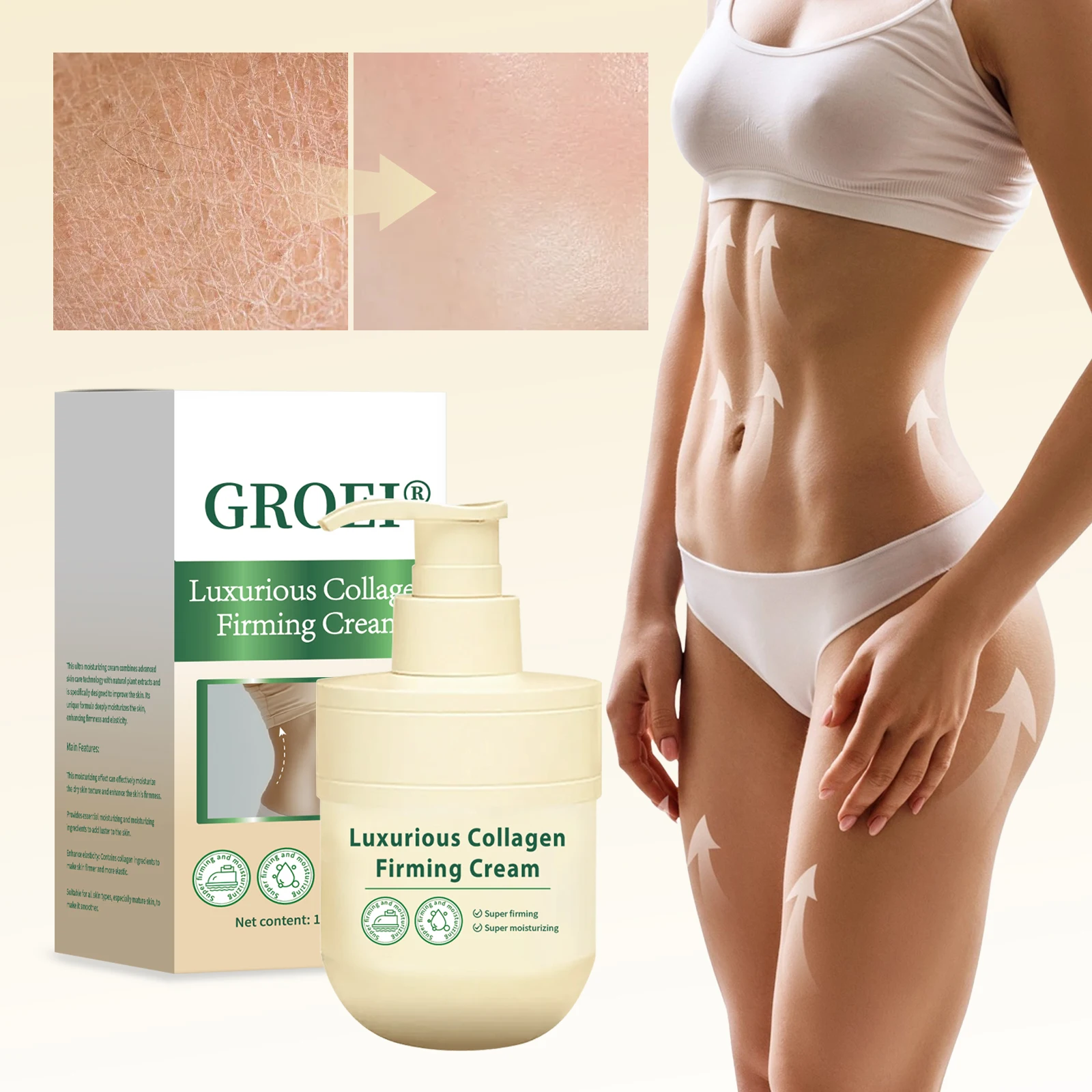 

Luxurious Collagen Firming Body Cream Lifting Smoothing Wrinkle Lighten Dark Spots Even Skin Tone Moisturzing Body Lotion
