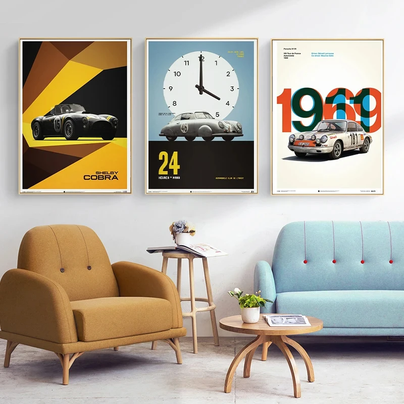ملصق سيارة كلاسيكي صور فنية للجدران ، 24 ساعة من Le Mans ، سباق المقاومة العالمي ، لوحة قماشية ، منزل حديث ، ديكور الغرفة #4