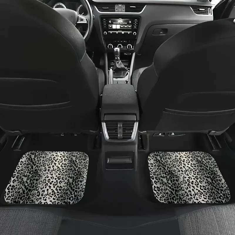 Luxury Leopard Print Car Floor Mats - Universal Fit, Durable Polyester Fiber, Elegant Interior Accessory for Front&Rear Seats view 4