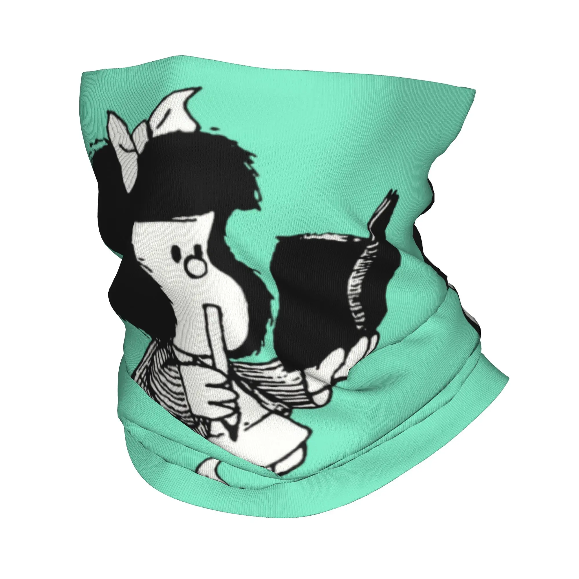 Pañuelo para el Cuello Personalizado con Diseño de Mafalda Leyendo su Libro, para Hombres y Mujeres, para Invierno, Senderismo, Esquí, Bufanda, Kawaii, Dibujos Animados, Manga, Cubre Rostro