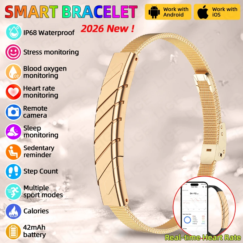 

LIGE New Sport Waterproof Smart Bracelet Emotion Heart Rate Blood Oxygen Sleep Monitor Pedometer Screenless Men women Smartwatch