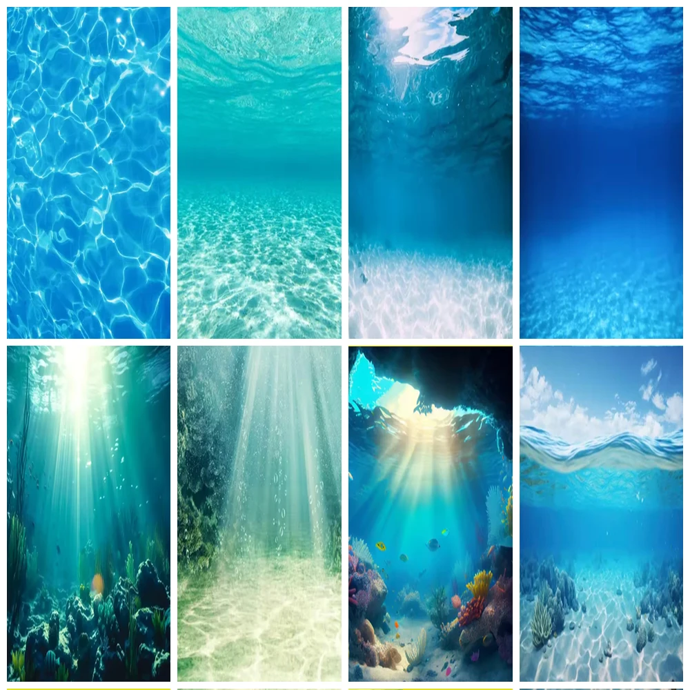 

Ocean World Background Decoration Door Cover Underwater Sunshine Deep Blue Water Clear Backdrop Banner Photography Prop Gifts