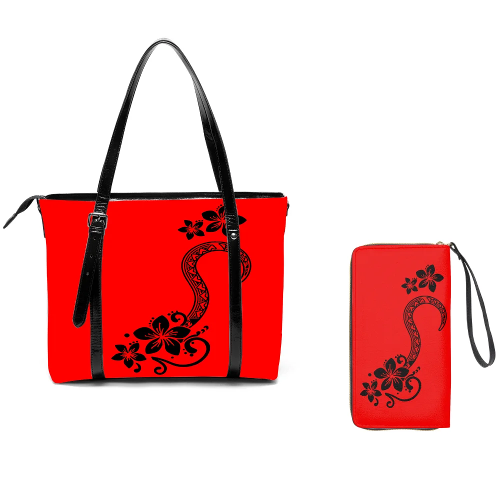 

Polynesian Customizable Coastal Handbag & Wallet Duo Soft Palm Print Foldable Evening Party Beach YearRound Chic