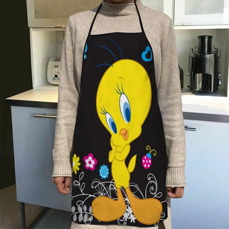 Custom T--weety -Bird Kitchen Apron Dinner Party Cooking Apron Adult Baking Accessories Waterproof Fabric Printed Cleaning Tools