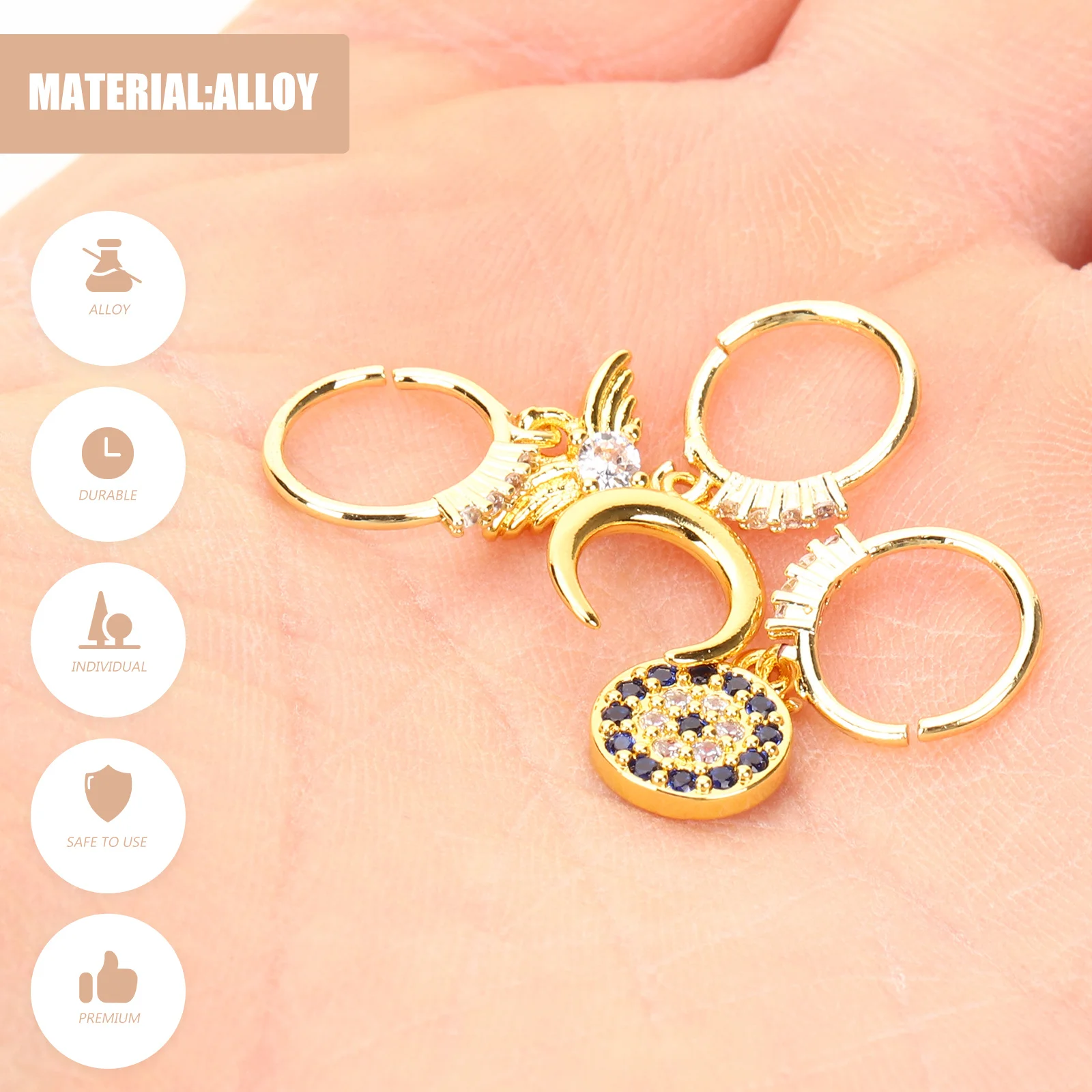 8 قطعة خواتم الأنف سبيكة الأطواق غير ثقب الغضروف أقراط للنساء الرجال مجوهرات وهمية ديكور الكفة كليب على نمط حفل زفاف