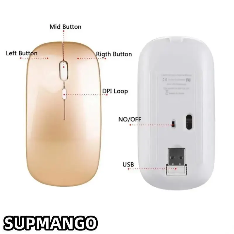 2.4G Rechargeable Wireless Gaming Mouse Portable Ergonomic Quiet And Magical Suitable For Portable Computers Tablets IPAD Phone