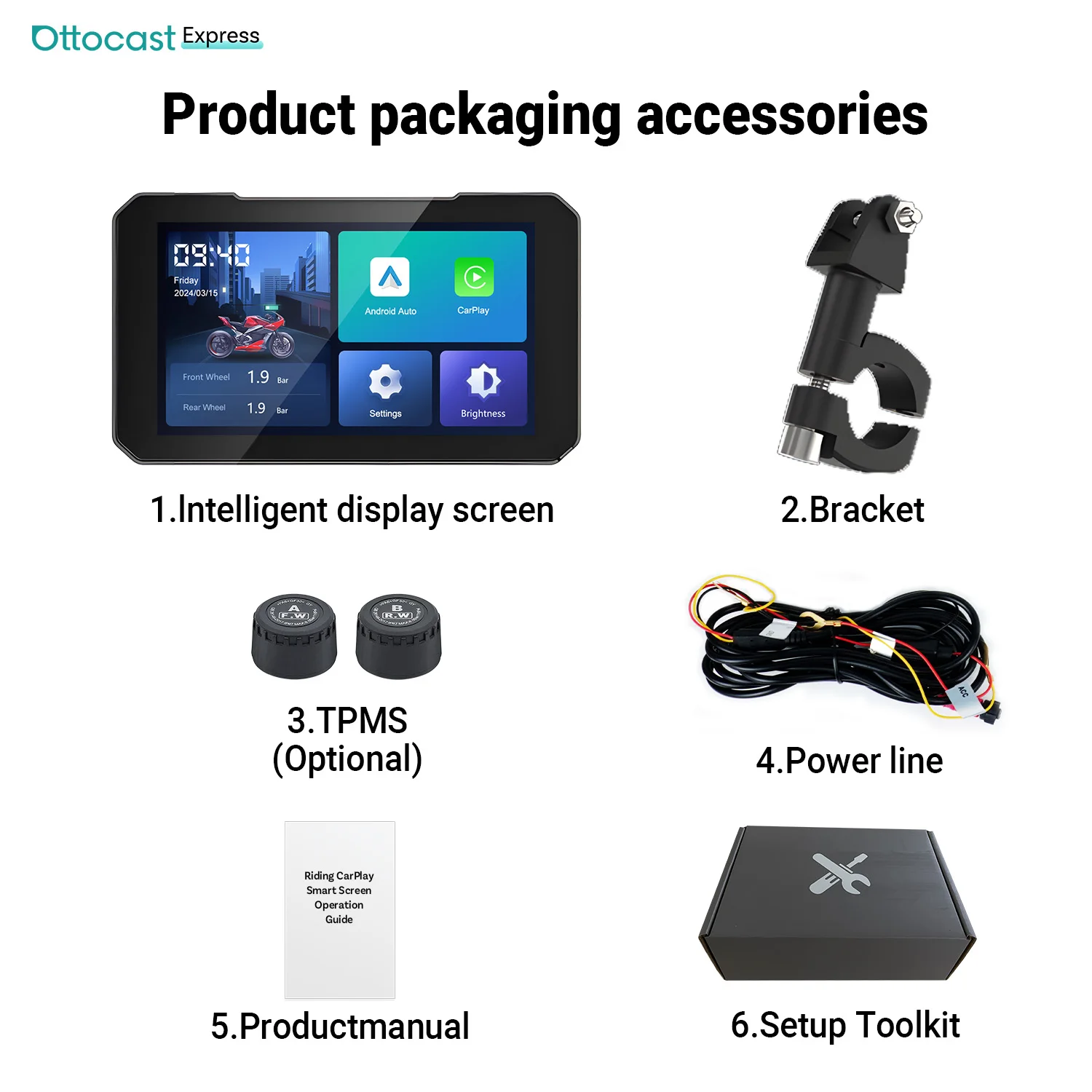カーナビ Ottocast Express Wireless CarPlay Android Auto 5/6 inch GPS Monitor IP67