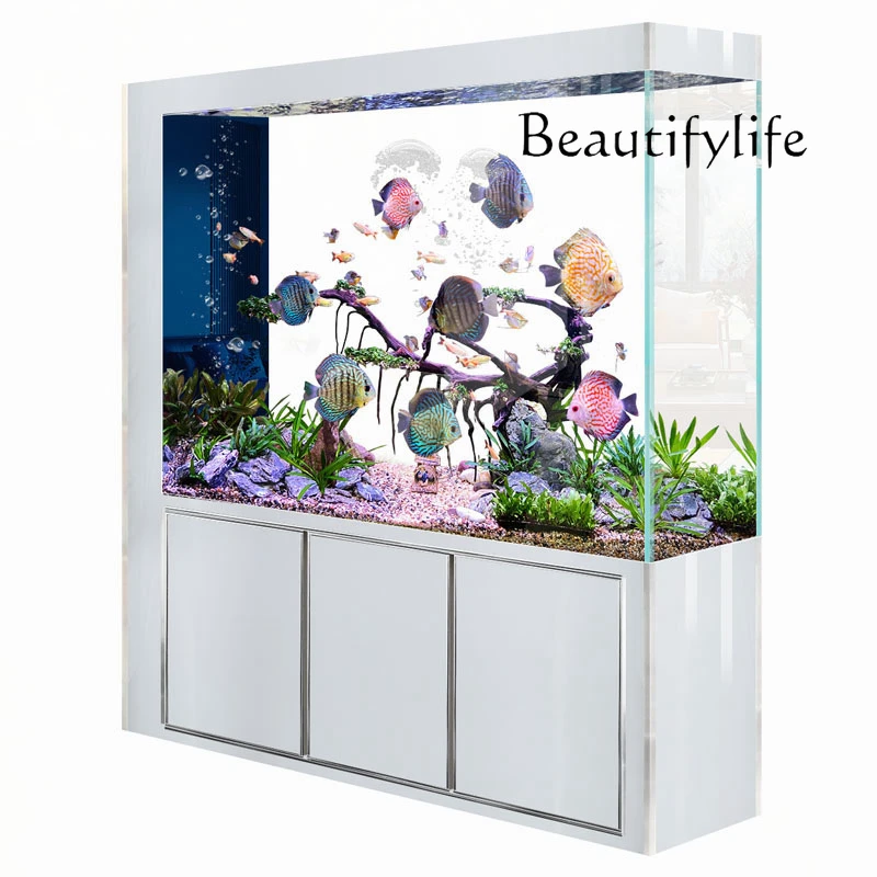 

Smart fish tank living room ultra-white glass screen ecological bottom filter aquarium