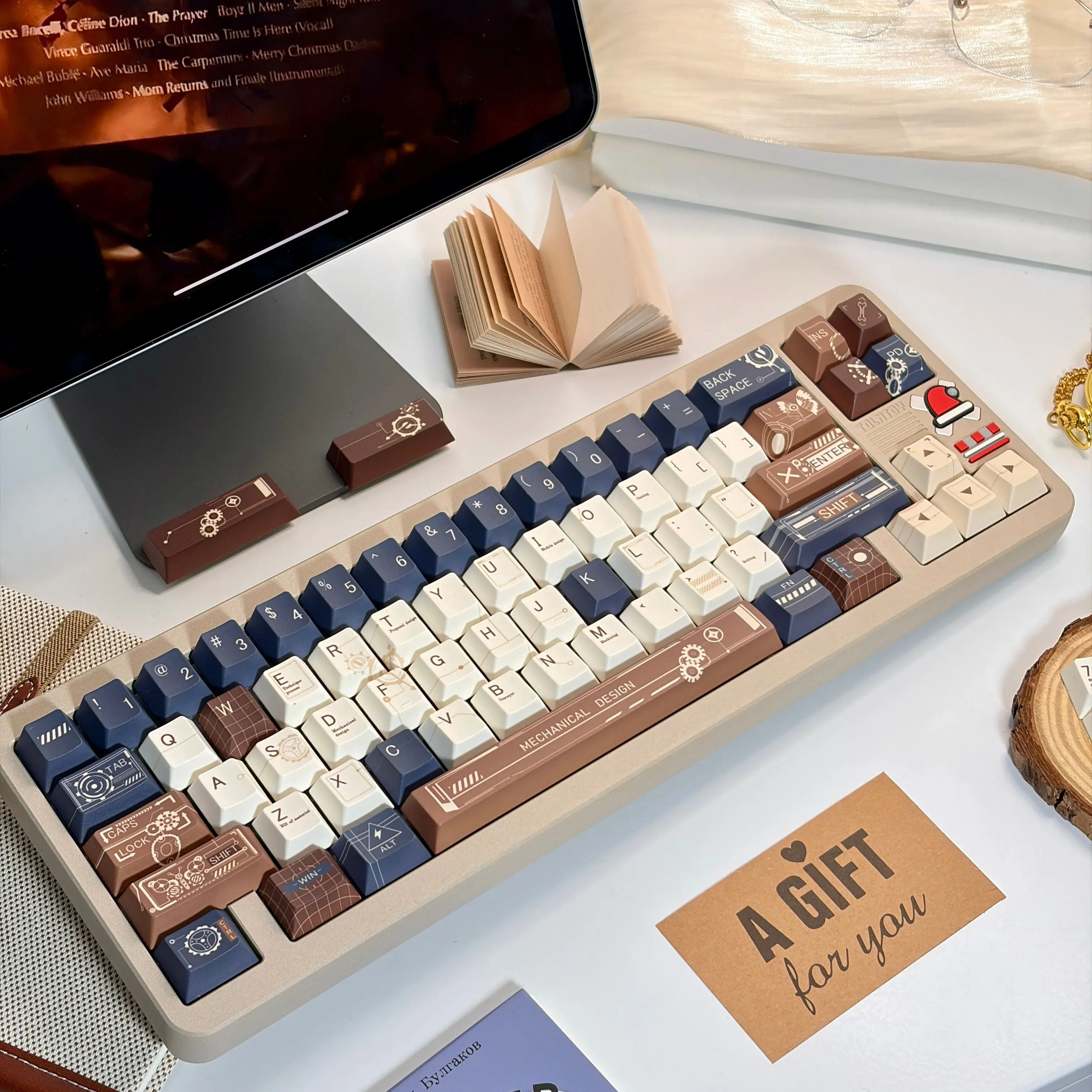 MAIMOOO Mechanical Age Keycap Cherry Profile PBT Thermal Sublimation Custom Brown Retro Keyboard Keycaps 2.25/2.75U Space Bar
