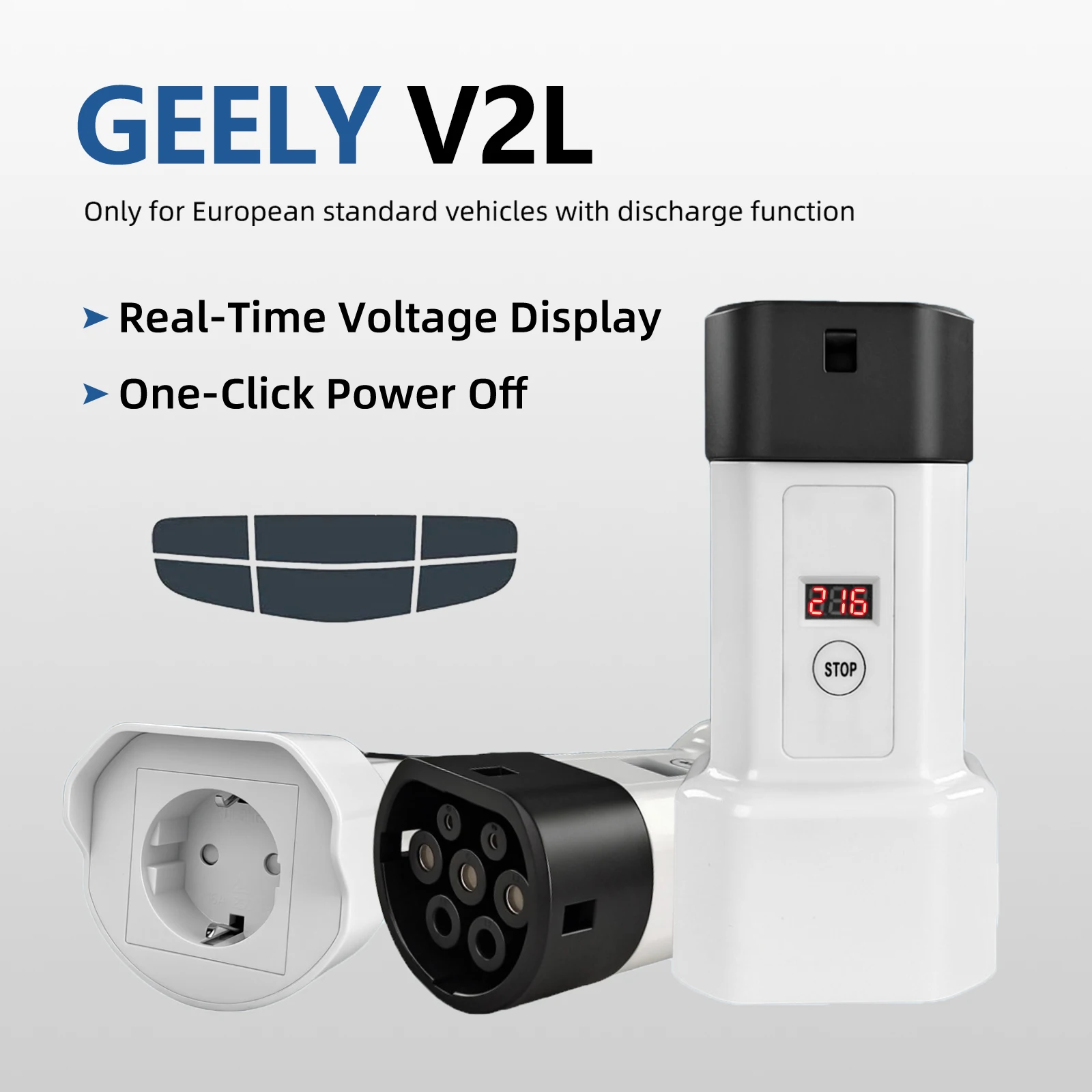 EVqiaoyi Type 2 V2L Ontlader adapter EU 16A socket type 2 Ontlading met voor Renault BYD Hyundai Xpeng Geely EX5 Omoda Jaecoo