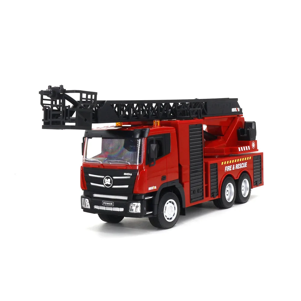 Huina 1:18 Simulation Fire Rescue Ladder Truck Model Remote Control Engineering Vehicle Children Outdoor Toys Collection Gift