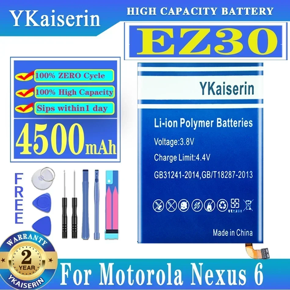 YKaiserin 4500mah Ez30 Battery For Motorola Nexus 6 For Nexus6 For Google Xt1115 Xt1110 XT1103 Cell Phone Batteria + Tools