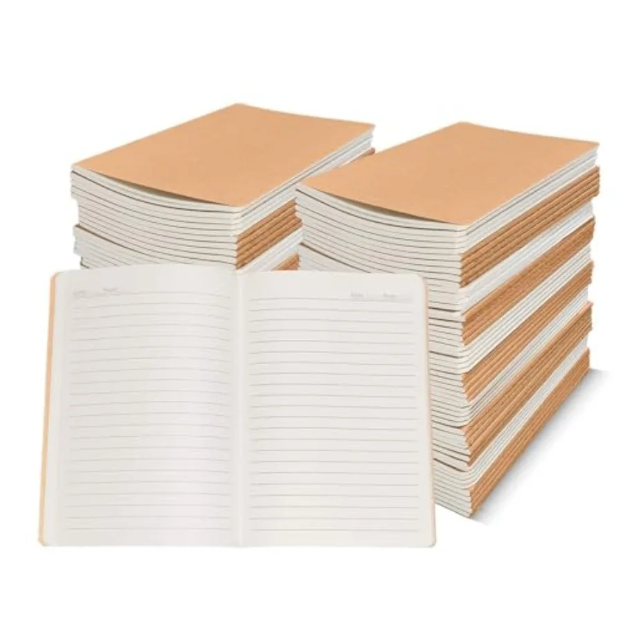 

0 Packs A5 Lined Kraft Notebooks Bulk, 80GSM Thick Paper 36 Sheets 72 Pages Upgraded From 30 Sheets Pages,8.15x5.5in Size, Jour