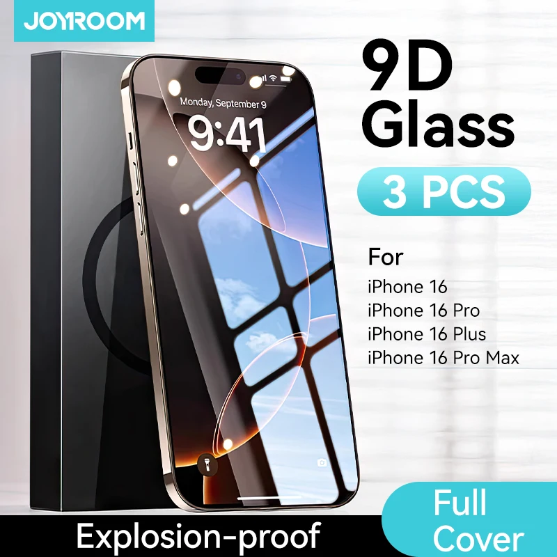 Joyroom 1/2/3pcs HD Glass for iPhone 16 15 14 13 12 Pro Max  Screen Protector Full Screen Tempered Glass Protection for iPhone