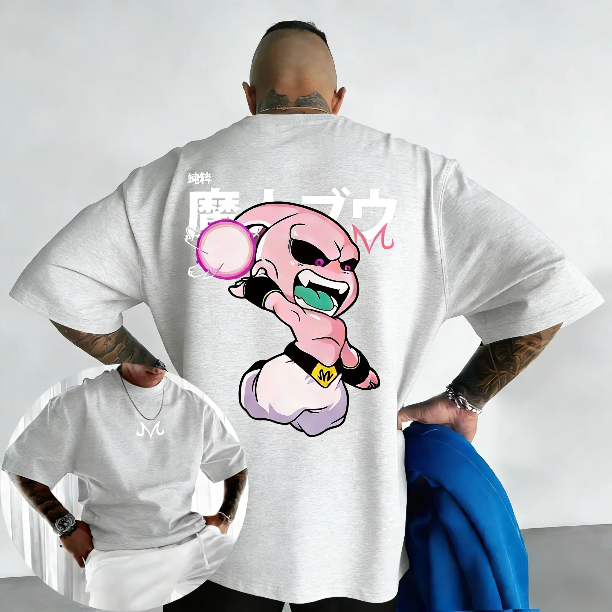 2026 New Dragon Ball Anime Cotton T-shirt Summer New Majin Buu Printed Men's and Women's Street Hip Hop Casual Short Sleeve Top image 4