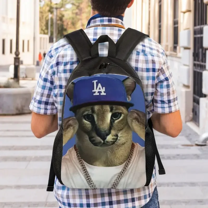 Mochila GRANDE Floppa Rapper Meme Para hombres y mujeres, impermeable, escuela, universidad, gato, estampado, bolsas de libros