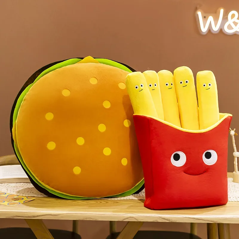 New Simulation Hamburger Doll Plush Toys For Foreign Trade Cross-border French Fries Snacks Pillows Children's Gifts Wholesale