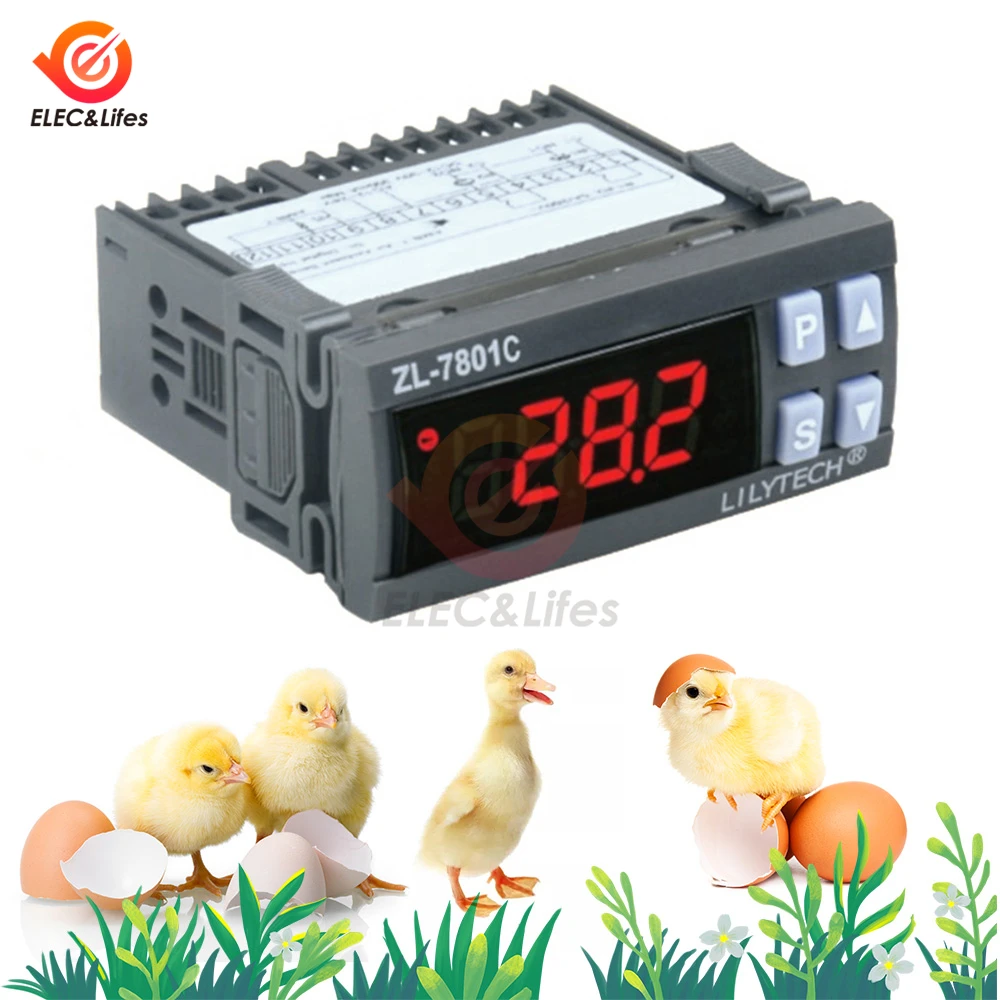 ZL-7801C AC 100-240V Dual 16A Outputs Automatic Multifunctional Temperature Humidity Incubator Controller Heating/Humidifying