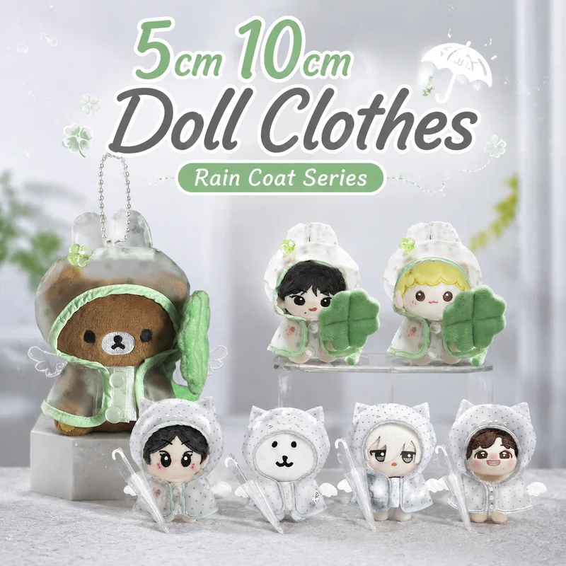 Marshmellow Girl's Shop 5cm 10cm Cotton Doll Clothes Four Leaf Clover Transparent Raincoat No Attribute Clothing