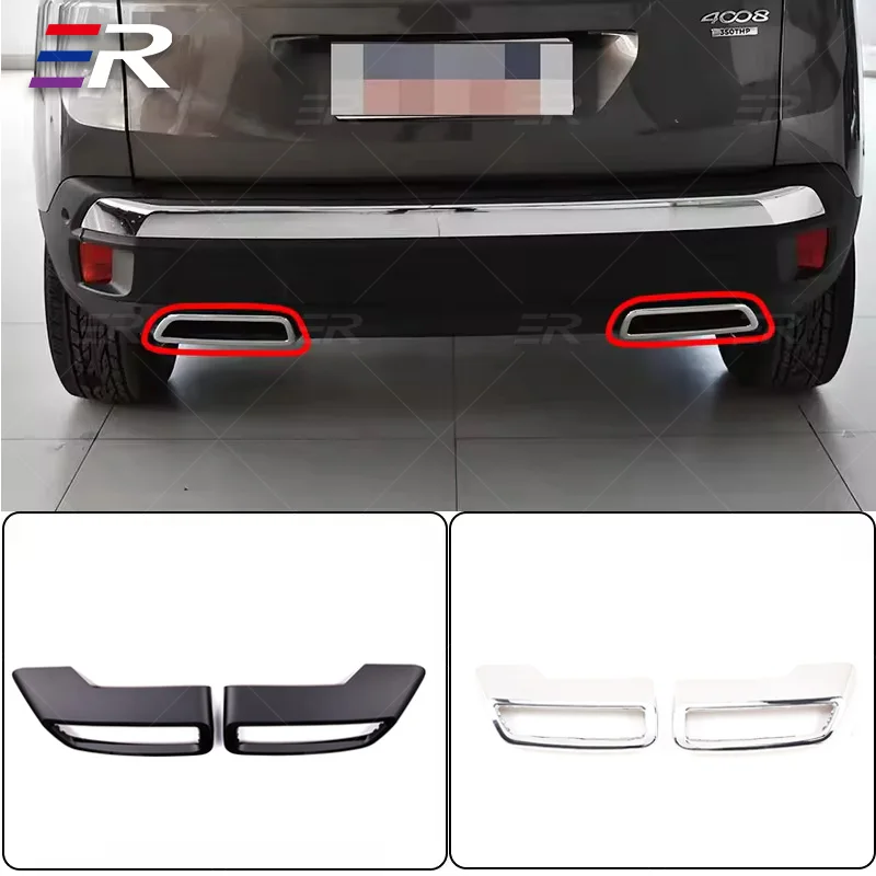 

2PCS Car Accessories For Peugeot 3008 4008 5008 2017-2021 ABS Bright Silver Car Tail Muffler Exhaust Pipe Output Cover