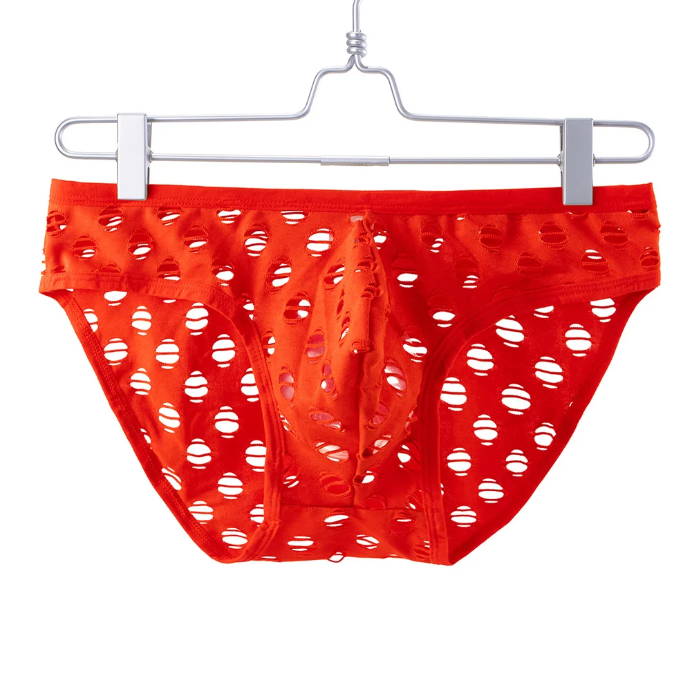 

Men Big Hole Hollow Brief Breathable Bikini Mesh Sheer Underwear Elastic Solid Very Hot Lingerie Unisex Panties Men's Underpants