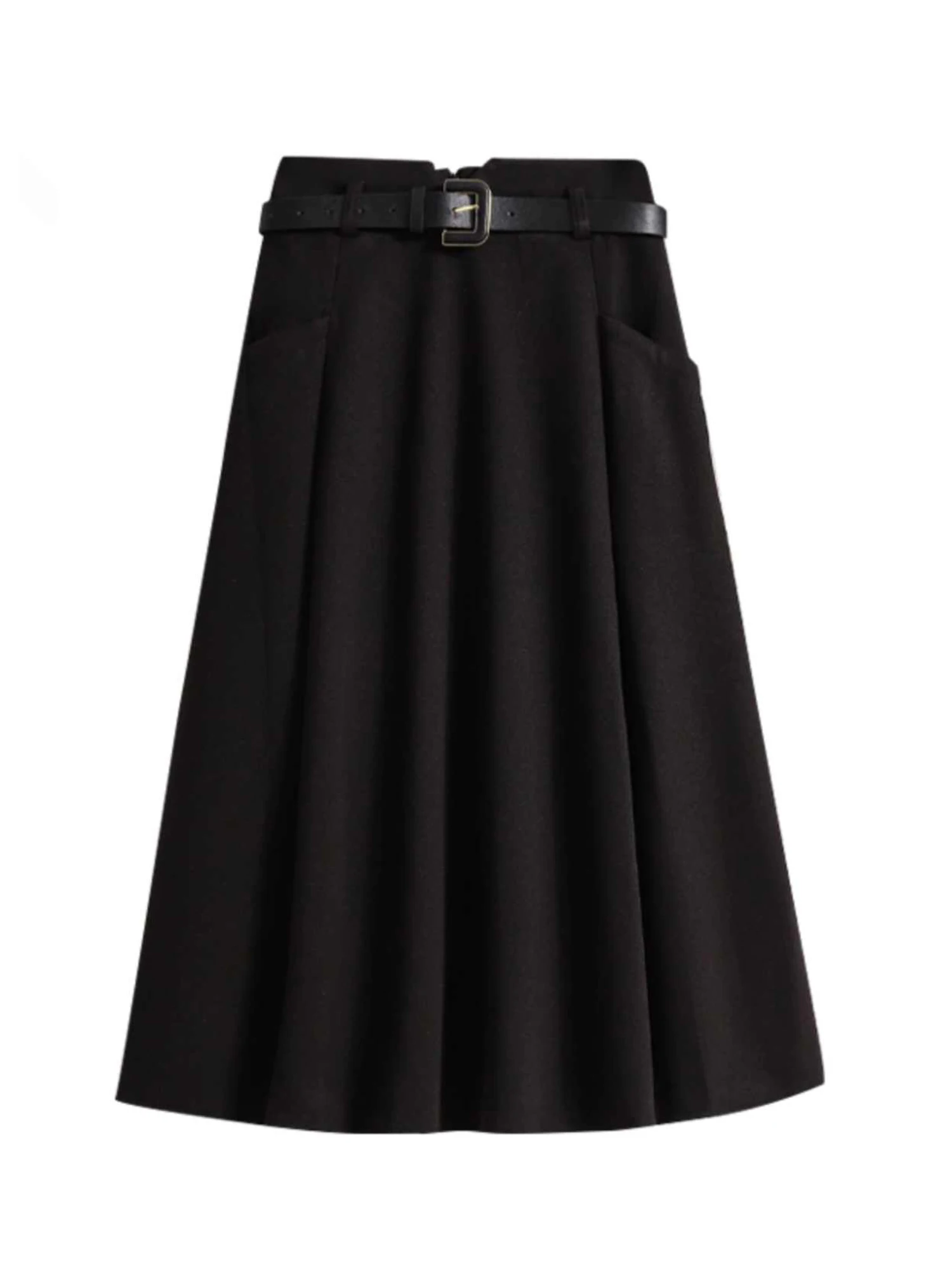 Women's Autumn Brown A-line Skirt Harajuku Y2k Gyaru Mid Long Pleated Skirts Vintage 2000s Oversize Skirt Fashion Clothes 2025