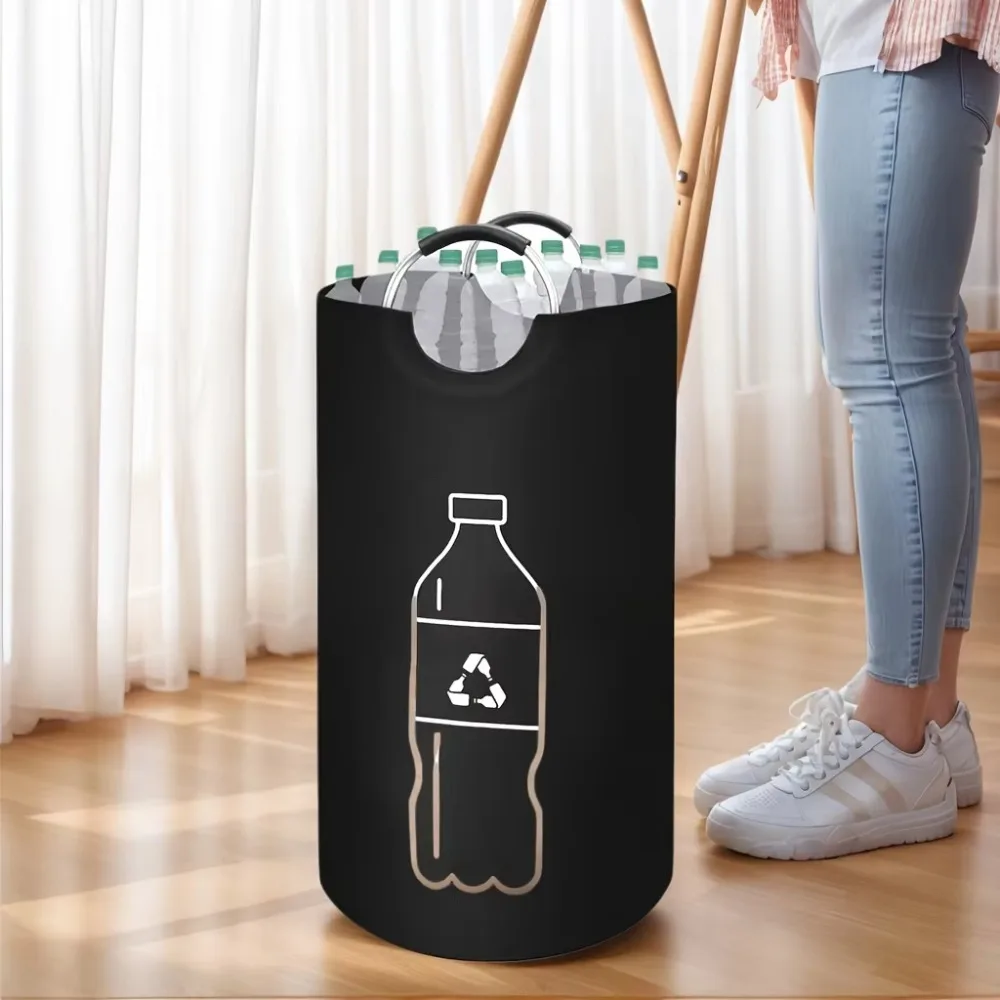 Cesto de Lixo Extra Grande para Reciclagem, em Tecido Não Tecido, com Alça de Alumínio, Dobrável e Impermeável, para Organização de Lixo na Cozinha