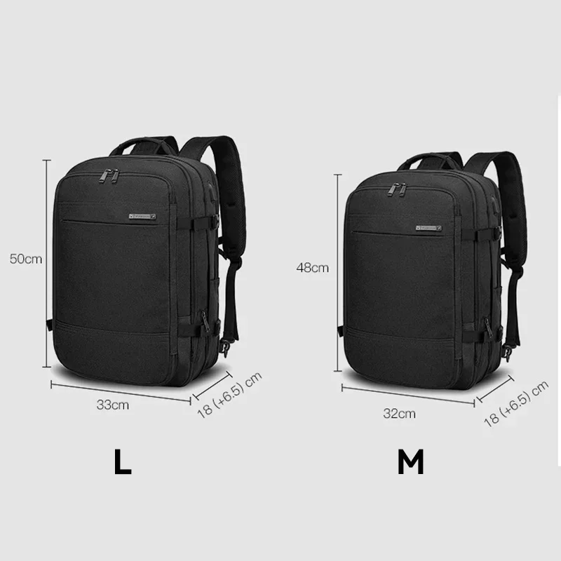 40L Mens Backpack Large Capacity Expandable Male Business Travel Bags USB Charging Waterproof 17.3 Inch Laptop Backpacks