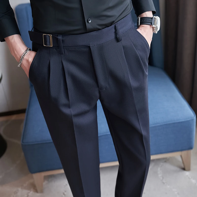 Fashion Men Business Social Twill Suit Pants Green / Black / Gray High-end Male Wedding Party Dress Trousers