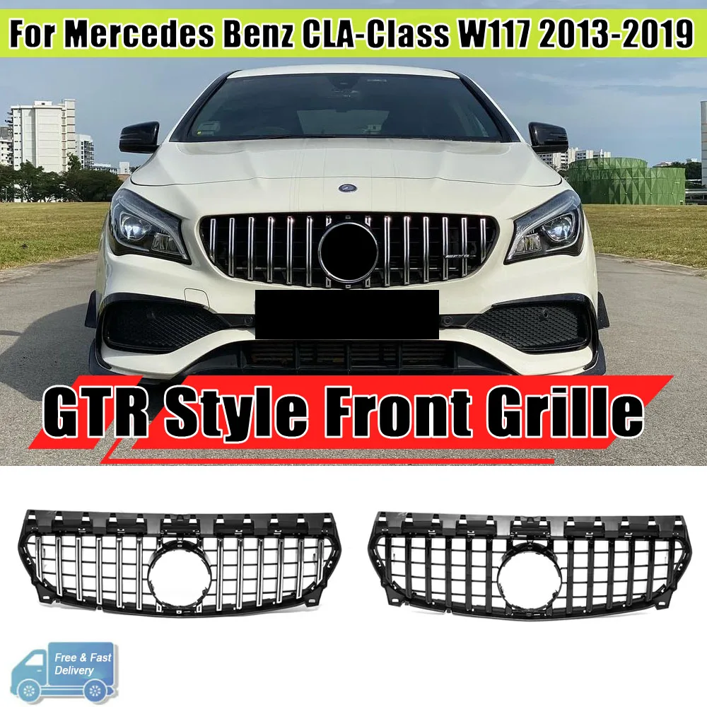 Per Mercedes Benz classe CLA W117 2013-2019 CLA180 CLA200 CLA250 CLA45 AMG griglia stile GTR nero griglia paraurti diamanti cromati