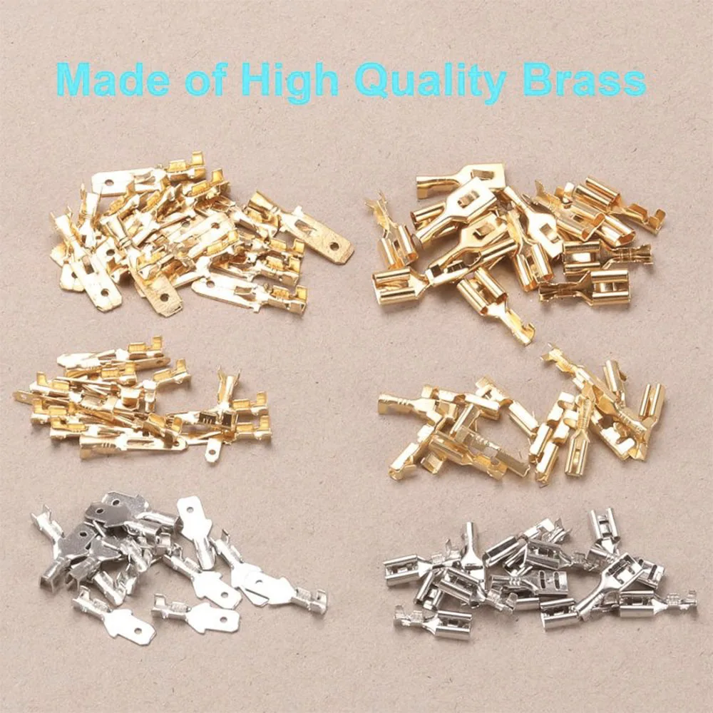 150PCS 2.8mm 4.8mm 6.3mm Wire Spade Connector 3.9mm Bullet Crimp Terminal Connectors Kit Male Female Wire Connectors For DIY