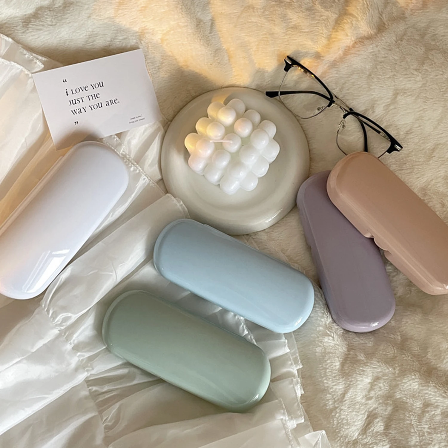 

New Fashion Portable Simple Cream Colored Glasses Cover Case Eyewear Cases Cover Myopia Eyewear Cases Women Men Glasses Box