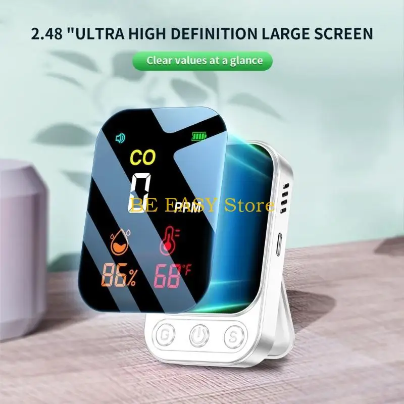 E28F كاشفات أول أكسيد الكربون الصغيرة CO درجة الحرارة الرطوبة شاشات عرض الضوء الخلفي للمنازل المطبخ الطابق السفلي التخييم