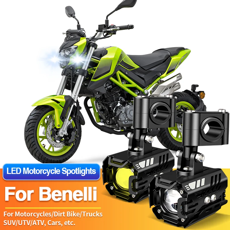 

1/2PCS Universal Motorcycles Headlight LED Fog Light 2 Color Spotlights for Benelli TNT 135 150i 125N 180S/TRK 502X 702X 251 502
