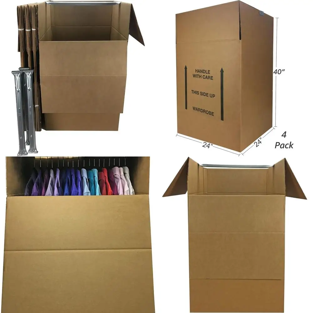 

Складные ящики для хранения в гардеробе из 4 предметов с подвесной планкой