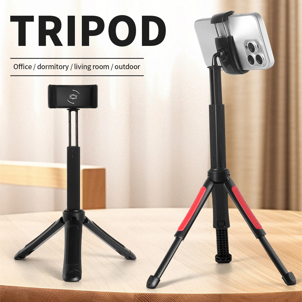 “360° Rotation Tripod Stand for Selfie & Live Stream - Extendable Mini Portable Desktop Lazy Holder, Universal Adjustable Compac