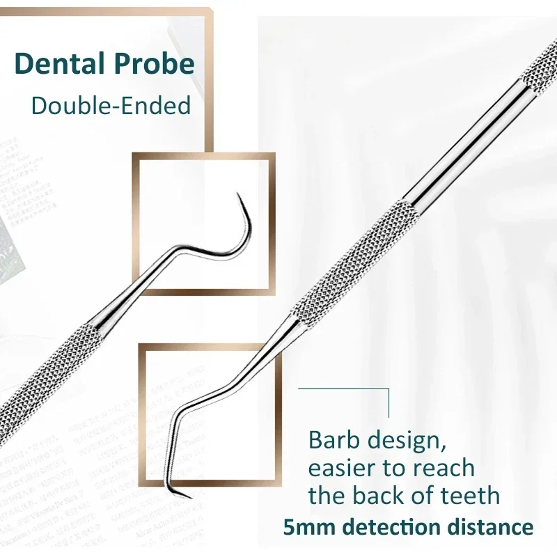 1pc Stainless Steel Double Ended Toothpick Scraper Tool Periodontal Probe Explorer Dental Stain Remover Teeth Clean Care