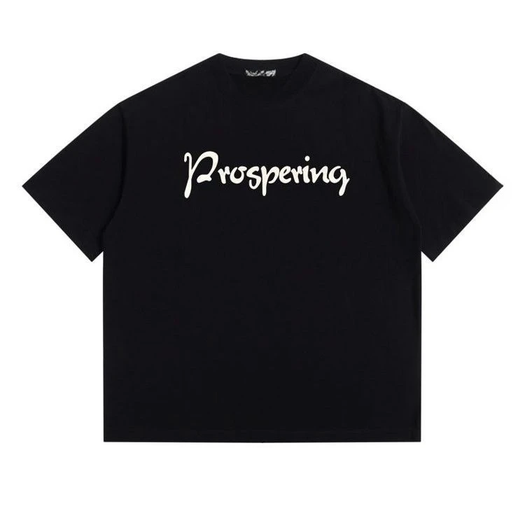 

American Heavy-duty Letter Print Heavy-duty Short-sleeved Men's T-shirt, Summer Street Loose Pure Cotton Half T-shirt