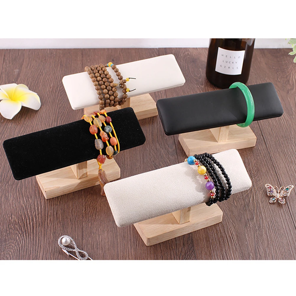 

T Shape Jewelry Display Stand 360 Rotating Organizer Rack For Bracelets Necklaces Earrings Storage Durable Wooden Base Scratch