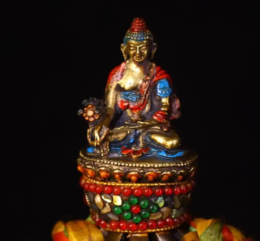 Old Tiantie Mosaic Gem gZi Beads Turquoise Medicine Buddha Nine legged Cross Vajra GARUDA Base Worship Hall Town house
