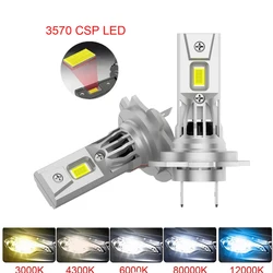 2Pcs Turbo H7 LED Canbus No Error Headlight Bulbs With Fan 120W High Power H7 LED Car Head Light Lamp CSP Chip 30000LM