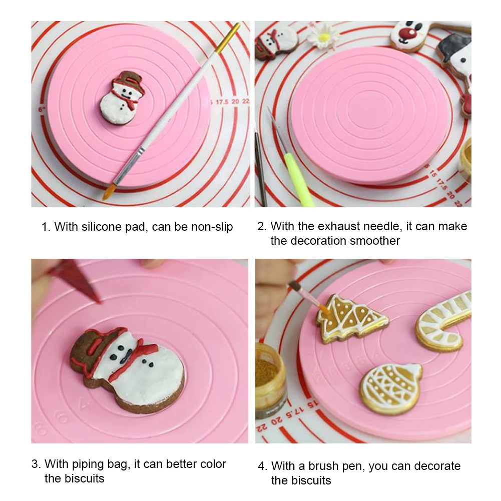 Cake Rotary Table DIY Mini Plastic Fondant Cake Turntable Revolving Platform Round Cookie Stand Rotating Home Kitchen Accessory