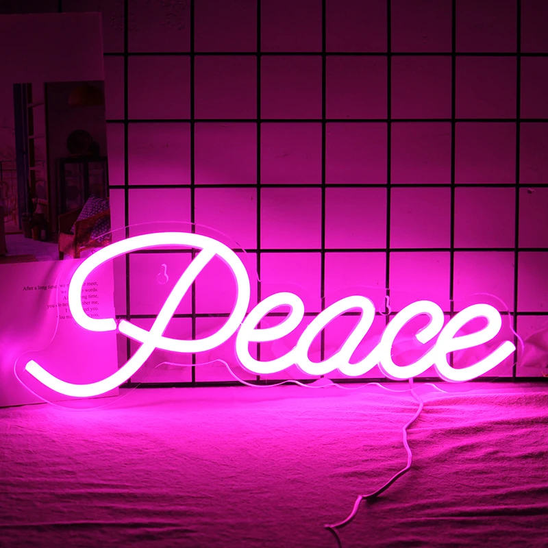 

ineonlife Led NeonSignLight Peace Acrylic Neon Night Lamp USB Powered Wall Art For Room Home Bar Shop Store Decor Christmas Gift