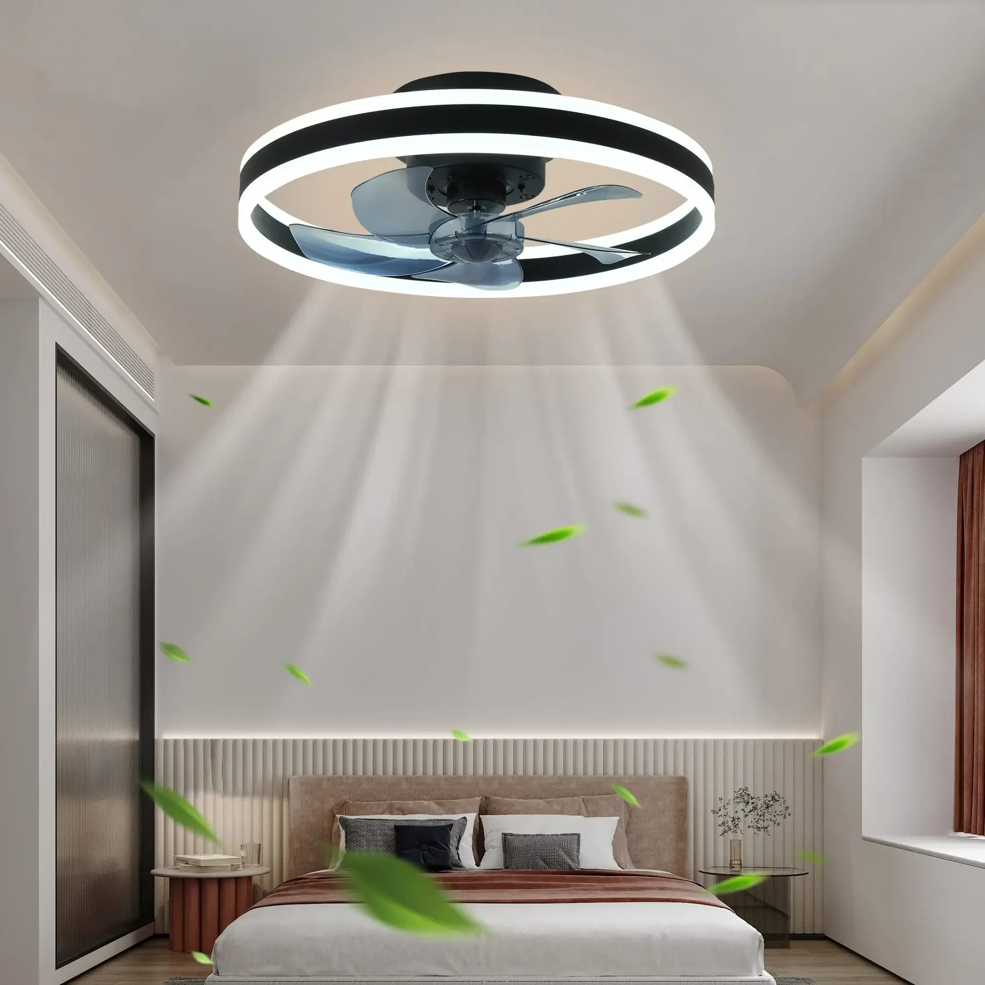 Pure copper motor ultra-quiet wind ceiling fan light luxury invisible LED ceiling fan ceiling fan with light