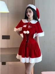 2023 Spring/Summer New Women's clothing Sexy New Year's Christmas War Robe Wrapped Chest backless A-line Solid color Dress FCUQ