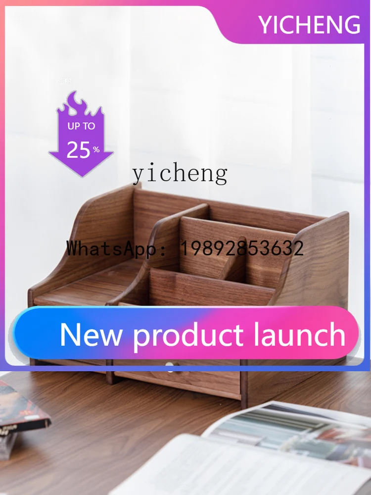 

Multifunctional Desktop Storage Box Solid Wood Office Stationery