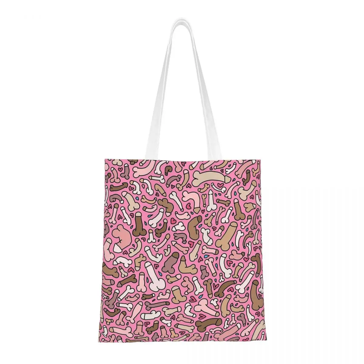Sacos de compras de pênis rosa senhoras lona a sacola dobrável bolsa de ombro feminina bolsa de viagem