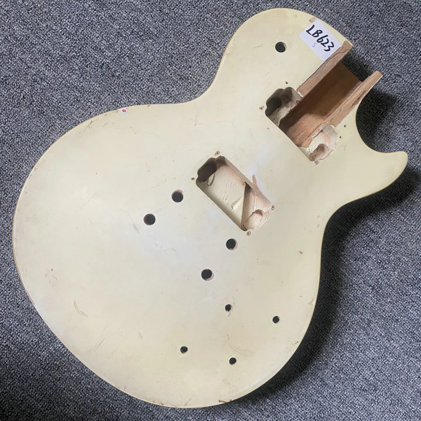 LB623 T-O-M Bridges 6 String Electric Guitar Body in Solid Mahogany Wood with Cracks Back HH Pickups for DIY