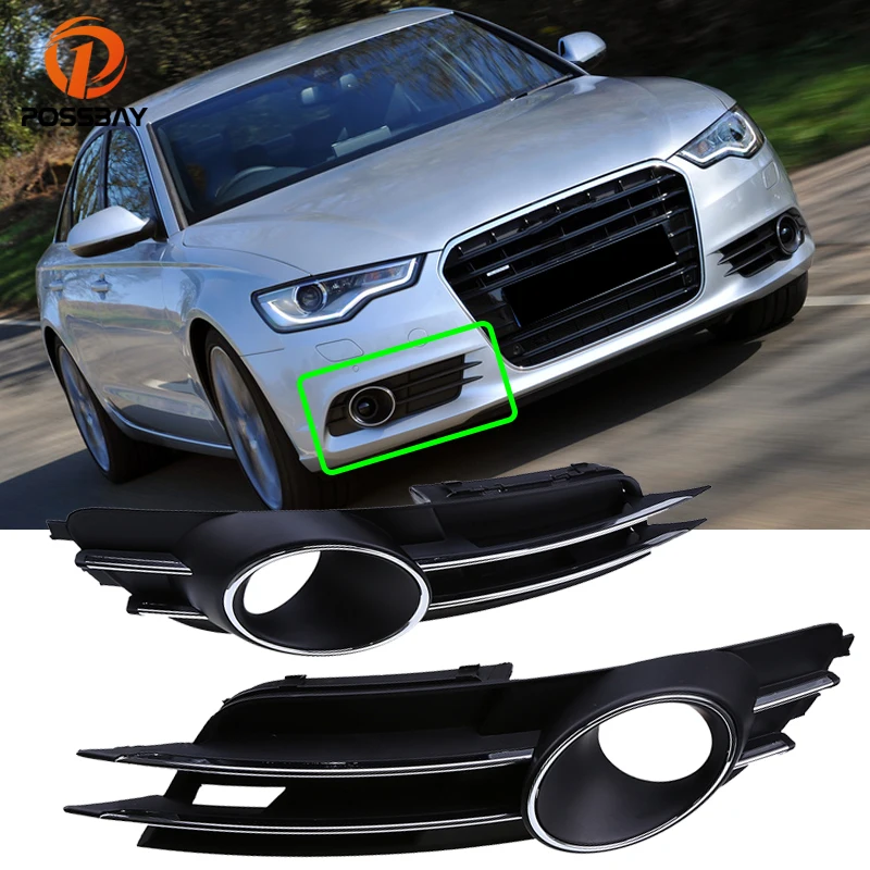 

POSSBAY Front Bumper Car Fog Lights Racing Grills Covers Fit for Audi A6 C7 Sedan/Avant 2011 2012 2013 2014 2015 Pre-facelift